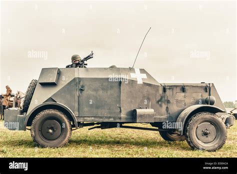 German Adler (MgKw, Kfz. 13) armoured car during WWII Battle of Stock ...