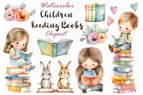 Children Reading Books Clipart Graphic by passionpngcreation · Creative ...