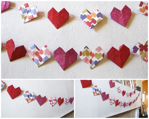 How To Make Your Own Heart Origami Garland | Origami garland, Origami ...