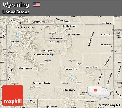 Free Shaded Relief Map of Wyoming