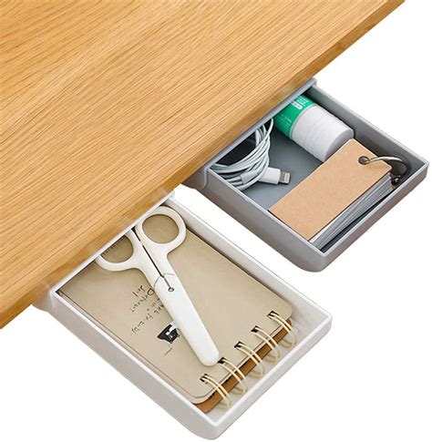 Buy Desk Organizer Drawer, DELFINO Under Desk Drawer 2 Pack Under Desk ...