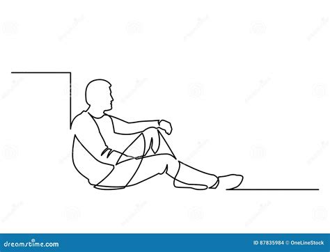 Continuous Line Drawing Of Sitting Man Stock Illustration ...