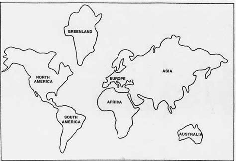 Continents Cut Template Coloring Map Drawing Outs Seven Globe Pangea ...