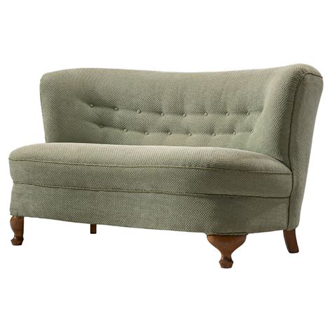 Italian Olive Green Velvet Sofa For Sale at 1stDibs