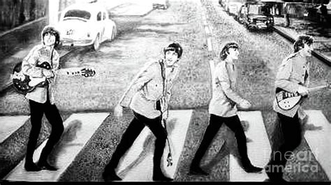 Beatles other Abbey Road B/W Painting by Leland Castro