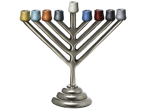 Buy Colorful Aluminium Chabad Hanukkah Menorah | Israel-Catalog.com