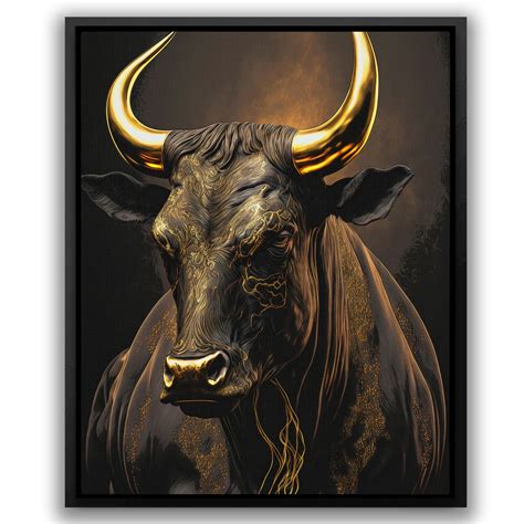 Golden Bull Stock Market Art Day Trader Bull Painting Over the Bed Wall Decor - Etsy