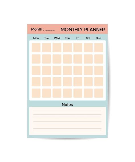 Monthly planner template minimalist planners organizer page vector ...