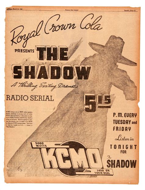 Hake's - "THE SHADOW RADIO SHOW” DEBUT FULL PAGE NEWSPAPER AD.