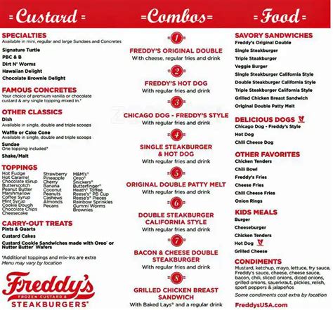 Freddy's Frozen Custard & Steakburgers Menu - Urbanspoon/Zomato