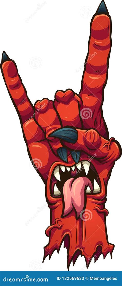 Cartoon Demon Hand Making the Devil Horns Hand Sign Stock Vector - Illustration of horns, making ...