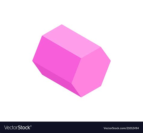 Pink hexagonal prism isolated on white backdrop Vector Image