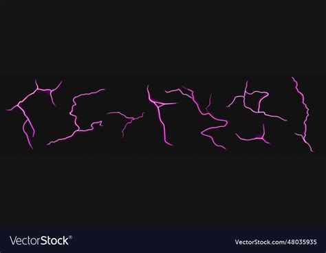 Realistic lightning bolt purple set Royalty Free Vector