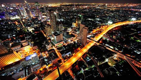 Thailand Bangkok Night City Sky View Stock Photo - Image of roads ...