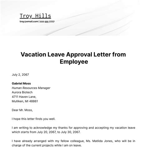 Request Letter For Annual Leave Approval - Infoupdate.org