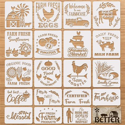 Buy 20 Pieces Farmhouse Stencils Reusable Farm Painting Stencils Farm Theme Drawing Art Template ...