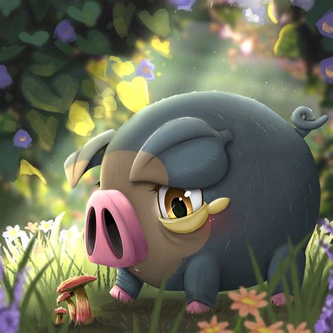 ArtStation - Le Chonk sniffing out a prized mushroom.