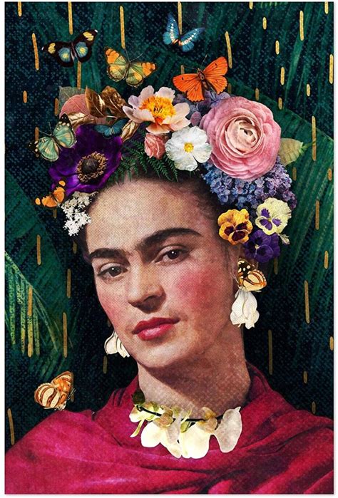 Amazon.com: Noir Gallery Frida Kahlo Floral Portrait 5" x 7" Unframed Art Print/Poster: Posters ...