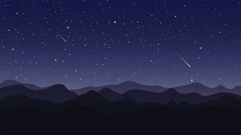 Vector background. Starry night sky. Stars, sky, night. Silhouette of the mountains. 21249965 ...