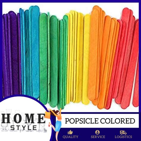 Home Style 50PCS Popsicle Stick Colored Assorted Color Arts | Shopee ...