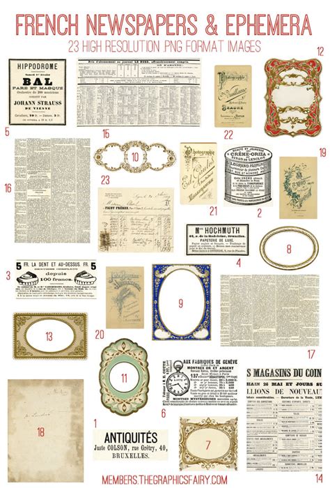 French Newspapers and Ephemera Kit! Graphics Fairy Premium - The ...