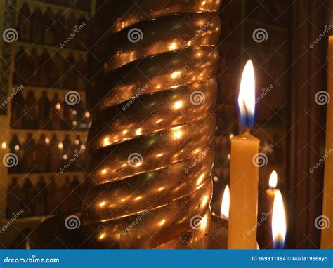 Burning Candles during Epiphany at Russian Orthodox Church. Stock Photo ...