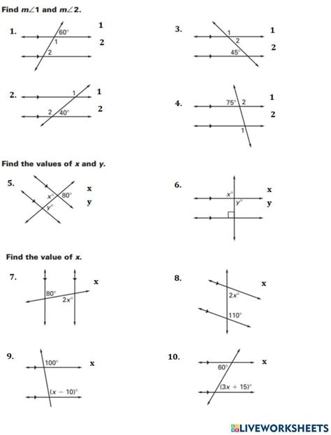 Parallel Lines and Transversals Worksheets - Math Monks - Worksheets Library