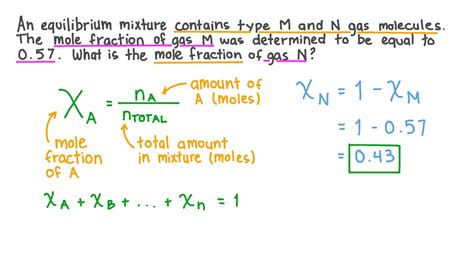 Question Video: Determining the Mole Fraction of a Gas Given the Mole Fraction of the Other Gas ...