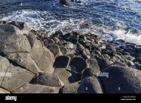 The famous ancient volcanic eruption - Giant's Causeway of County Antrim, Northern Ireland Stock ...