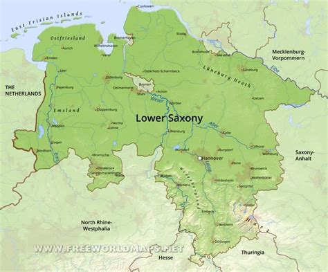 Lower Saxony Physical Map