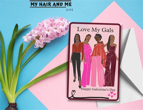 Printable Galentine's Day Cards Set of 6 Instant Download Black Girl ...