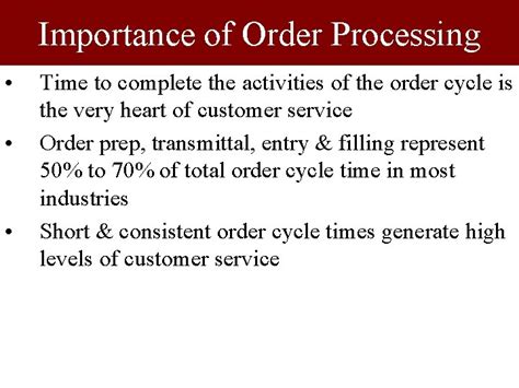 Order Processing Order vs Replenishment Cycles Order Cycle