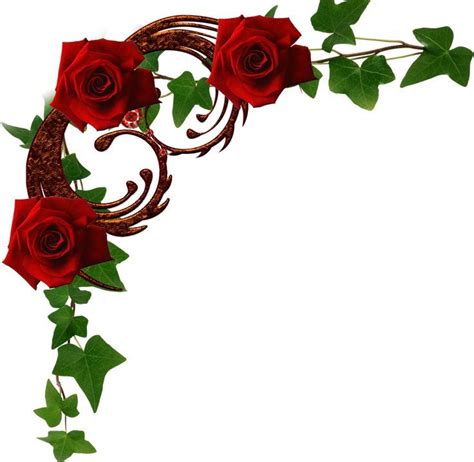 Red Roses Corner PNG | Flower clipart, Red roses, Rose