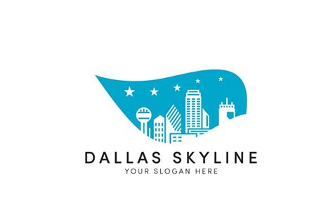 Dallas skyline logo designs with stars and leaf logo