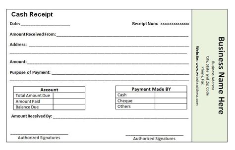 Cash Payment Receipt Template Free ~ Excel Templates | Free receipt ...