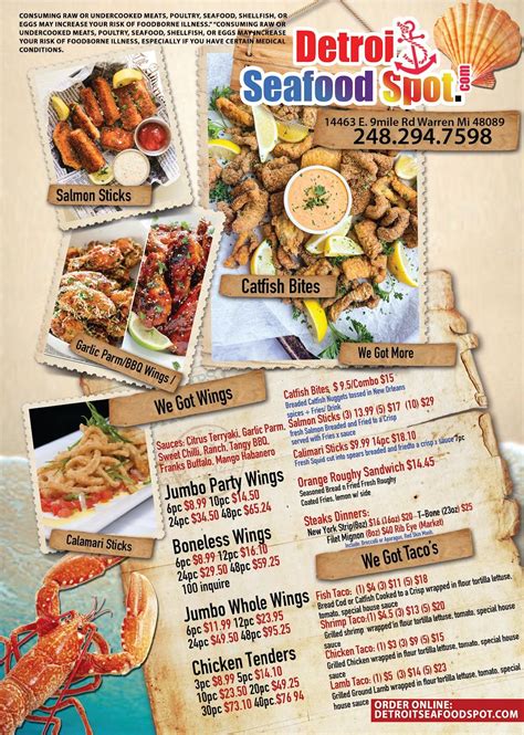 Menu at Detroit Seafood Spot Bar & Grill, Warren