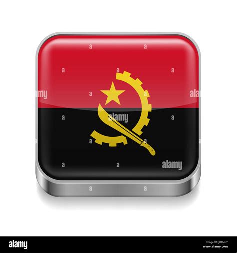 Metal square icon with Angolan flag colors Stock Photo - Alamy