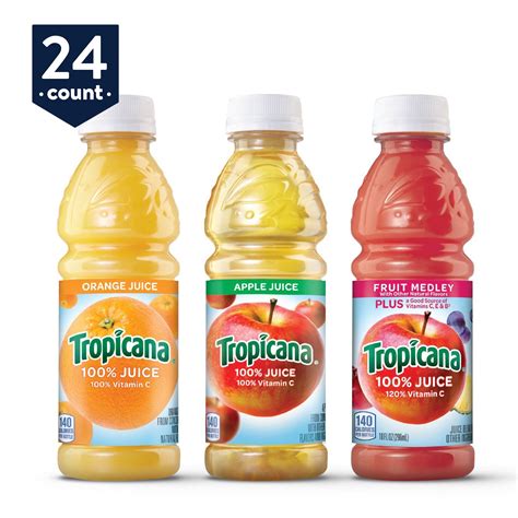 Tropicana 100% Juice, 3 Flavor Classic Variety Pack, 10 Ounce Bottles ...