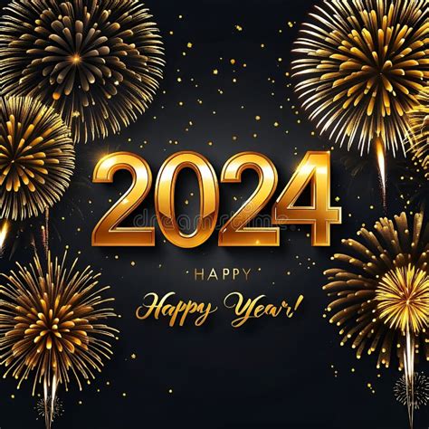 Happy New Year 2024 and Various Colors of Fireworks. Stock Photo ...