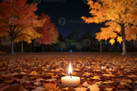 Photo of the candle and fall leaves wallpaper 29998608 Stock Photo at ...