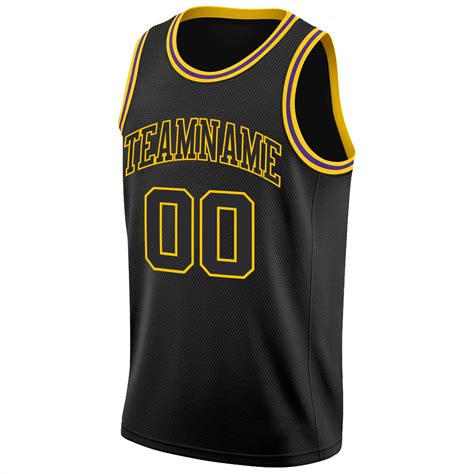 Custom Team Gold Basketball Black Black Rib-Knit Jersey Discount - FansIdea