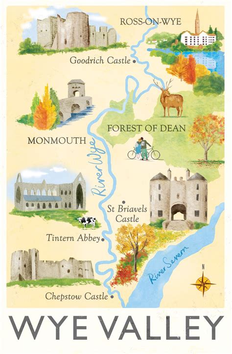 Wye Valley map by Scott Jessop St Briavels, Forest Of Dean, Uk Holidays, English Heritage ...