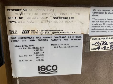 ISCO 2700 Programmable Sequential Automatic Waste Water Sampler PARTS/REPAIR | eBay