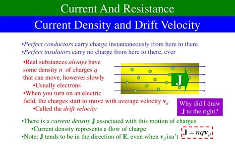 PPT - Current Density and Drift Velocity PowerPoint Presentation, free ...