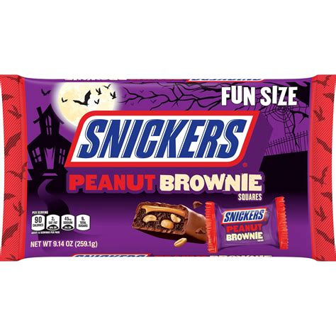 Snickers Peanut Brownie Fun Size Halloween Chocolate Candy Bars, 9.14oz Bag - Walmart.com ...