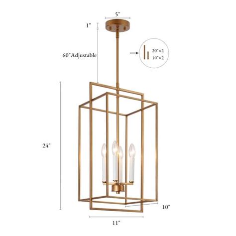 Modern Gold 4-Light Geometric Rustic Metal Lantern Chandelier - L11.2"xW10.2"xH24.4" - Bed Bath ...