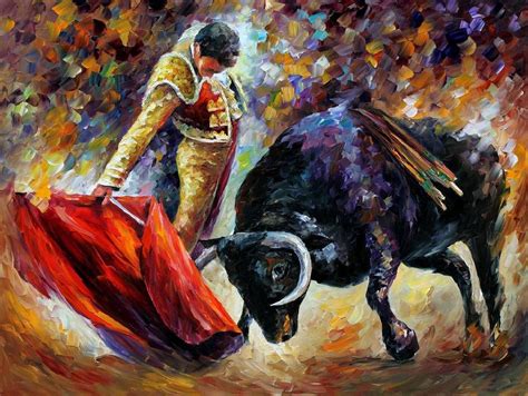 Original Recreation Oil Painting on Canvas Title: Corrida, dangerous opponent Size: 40" x 30 ...