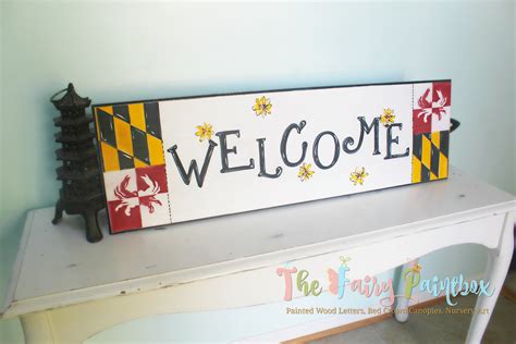 Maryland Welcome Sign - Maryland Flag Sign - Maryland Porch Sign - Bla ...