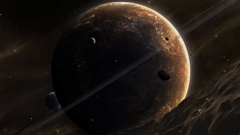 Art Space HD-Outpost de la planète énorme et sombre - 1920x1080 Fond d ...