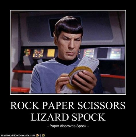 Rock Paper Scissors Lizard Spock - Set Phasers to LOL - sci fi fantasy